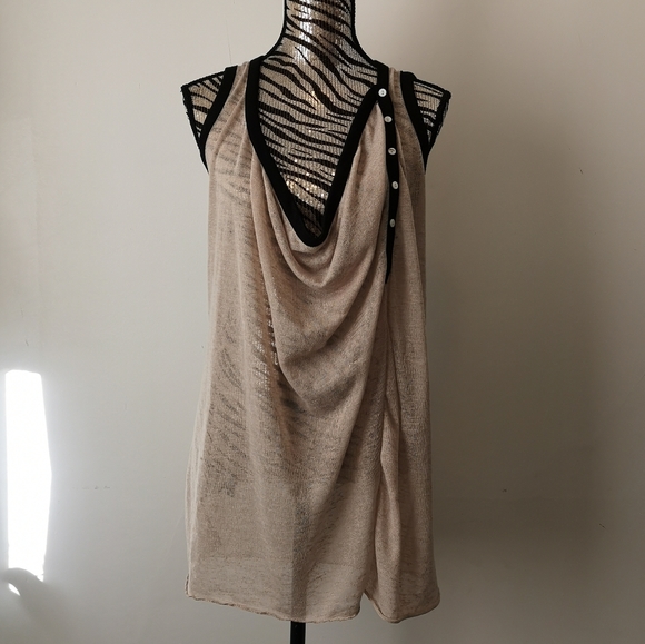 🖤 BEULAH Luxury Draped Sleeveless Sweater Blouse - Picture 6 of 8